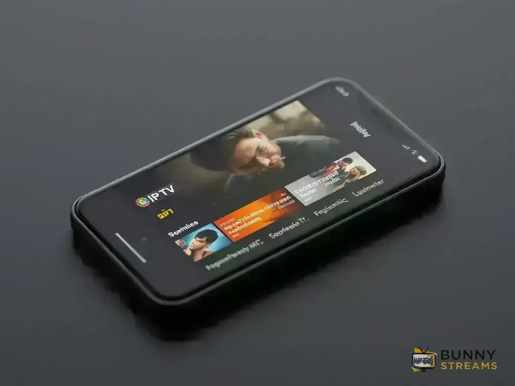 iPhone displaying IPTV app interface