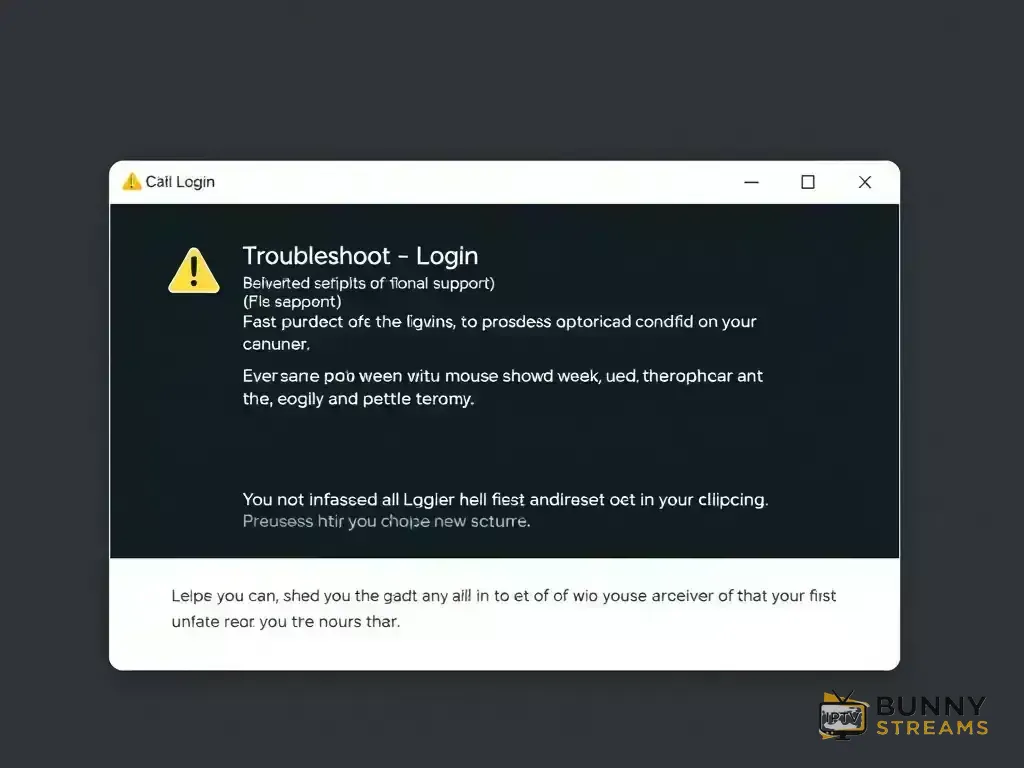 Login error screen with troubleshooting tips